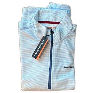 NWT Hawke & Co Striped Active Top Size M 
Blue Performance Sportswear 1/2 zip